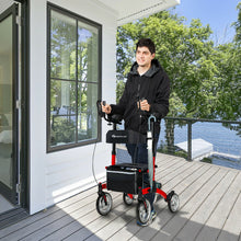 Load image into Gallery viewer, 2-in-1 Multipurpose Rollator Walker with Large Seat-Red
