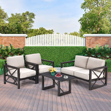 Load image into Gallery viewer, 4 Pieces Outdoor Patio Furniture Set with Cushion-Beige
