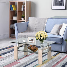 Load image into Gallery viewer, Rectangle Glass Coffee Table with Metal Legs for Living Room-Natural
