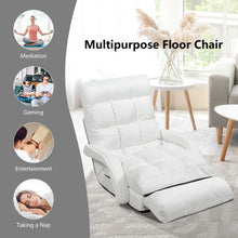 Load image into Gallery viewer, Folding Lazy Floor Chair Sofa with Armrests and Pillow-White
