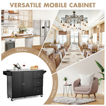 Load image into Gallery viewer, Kitchen Island 2-Door Storage Cabinet with Drawers and Stainless Steel Top-Black
