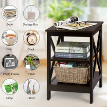 Load image into Gallery viewer, Nightstand 3-Tier X-Design with Storage Shelves-Espresso
