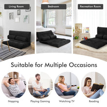 Load image into Gallery viewer, 6-Position Adjustable Sleeper Lounge Couch with 2 Pillows-Black
