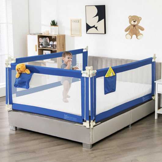 57 Inch Toddlers Vertical Lifting Baby Bed Rail Guard with Lock-Blue