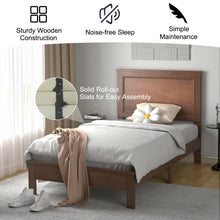 Load image into Gallery viewer, Twin Size Platform Bed Frame with Rubber Wood Leg-Walnut
