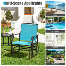 Load image into Gallery viewer, Double Swing Glider Rocker Chair set with Glass Table-Turquoise
