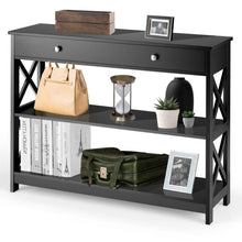 Load image into Gallery viewer, Console Table 3-Tier with Drawer and Storage Shelves-Black
