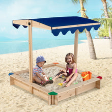 Load image into Gallery viewer, Kids Wooden Sandbox with Height Adjustable and Rotatable Canopy Outdoor Playset
