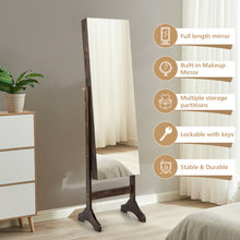 Load image into Gallery viewer, Standing Jewelry Cabinet with Full Length Mirror-Brown
