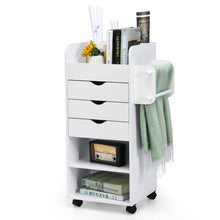 Load image into Gallery viewer, Wooden Utility Rolling Craft Storage Cart-White

