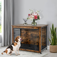 Load image into Gallery viewer, Wooden Dog Crate Furniture with Tray and Double Door-Brown
