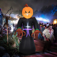 Load image into Gallery viewer, 6.5 Feet Inflatable Halloween Warlock with Pumpkin Head Blow-up Pumpkin Reaper
