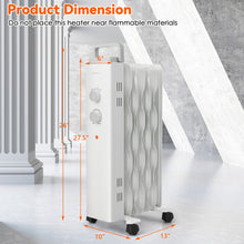 Load image into Gallery viewer, 1500W Oil Filled Space Heater with Universal Wheels and 3-Level Heat-White
