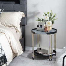 Load image into Gallery viewer, 2-Tier Round Side Table with Removable Tray and Metal Frame for Small Space-Golden
