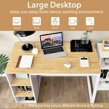 Load image into Gallery viewer, Computer Desk with 5 Side Shelves and Metal Frame
