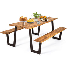 Load image into Gallery viewer, 70 Inch Dining Table Set with Seats and Umbrella Hole
