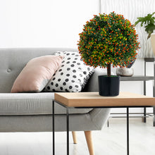 Load image into Gallery viewer, 2-Pack Artificial Boxwood Topiary Ball Tree with Orange Fruit
