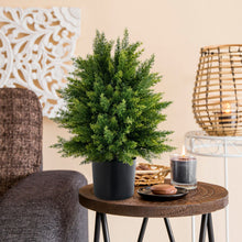 Load image into Gallery viewer, 2-Pack Artificial Cedar Topiary Ball Tree with Cement Pot
