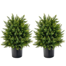 Load image into Gallery viewer, 2-Pack Artificial Cedar Topiary Ball Tree with Cement Pot
