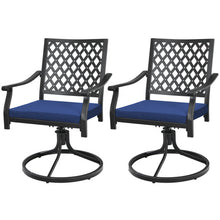 Load image into Gallery viewer, 2 Pack Swivel Outdoor Chairs with Soft Cushions and Round Steel Base-Navy
