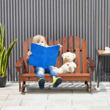 Load image into Gallery viewer, 2 Person Adirondack Rocking Chair with Slatted seat-Brown
