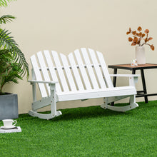 Load image into Gallery viewer, 2 Person Adirondack Rocking Chair with Slatted seat-White
