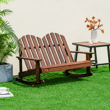 Load image into Gallery viewer, 2 Person Adirondack Rocking Chair with Slatted seat-Brown
