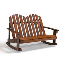 Load image into Gallery viewer, 2 Person Adirondack Rocking Chair with Slatted seat-Brown
