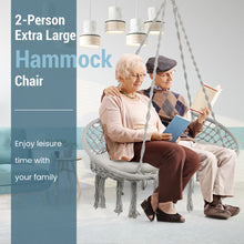 Load image into Gallery viewer, 2 Person Hanging Hammock Chair with Cushion Macrame Swing-Gray
