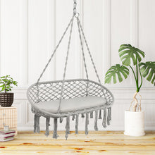 Load image into Gallery viewer, 2 Person Hanging Hammock Chair with Cushion Macrame Swing-Gray
