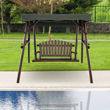 Load image into Gallery viewer, 2-Person Outdoor Wooden Porch Swing with an Adjustable Canopy
