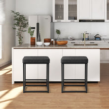 Load image into Gallery viewer, 2 Pieces 24 Inch Bar Stools with Thick PVC Leather Cushion and Footrest-Black
