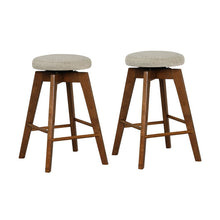 Load image into Gallery viewer, 2 Pieces 26 Inch Backless Swivel Barstools with Linen Fabric Seat-Beige
