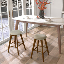 Load image into Gallery viewer, 2 Pieces 26 Inch Backless Swivel Barstools with Linen Fabric Seat-Beige
