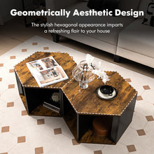 Load image into Gallery viewer, 2 Pieces Hexagonal Side End Table for Living Office Coffee Room-Coffee
