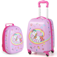 Load image into Gallery viewer, 2 Pieces Kids Carry-on Luggage Set with 12 Inch Backpack-Pink
