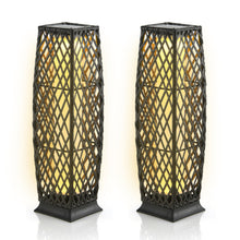 Load image into Gallery viewer, 2 Pieces Solar-Powered Diamond Wicker Floor Lamps with Auto LED Light-Brown
