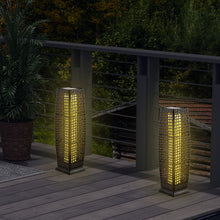 Load image into Gallery viewer, 2 Pieces Solar-Powered Square Wicker Floor Lamps with Auto LED Light-Black
