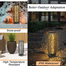 Load image into Gallery viewer, 2 Pieces Solar-Powered Diamond Wicker Floor Lamps with Auto LED Light-Brown

