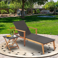 Load image into Gallery viewer, 2 Pieces Patio Chaise Lounge and Table Set with 4-Level Adjustable Backrest
