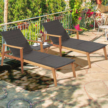 Load image into Gallery viewer, 2 Pieces Patio Chaise Lounge and Table Set with 4-Level Adjustable Backrest
