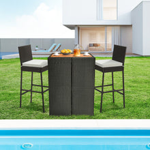 Load image into Gallery viewer, 2 Pieces Patio Cushioned Wicker Barstools with Cozy Footrest-Set of 2
