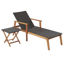 Load image into Gallery viewer, 2 Pieces Patio Chaise Lounge and Table Set with 4-Level Adjustable Backrest
