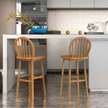Load image into Gallery viewer, 2 Pieces 30 Inch Height Wodden Bar Stools with Backrest
