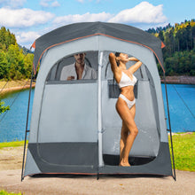 Load image into Gallery viewer, 2 Rooms Oversize Privacy Shower Tent with Removable Rain Fly and Inside Pocket-Gray
