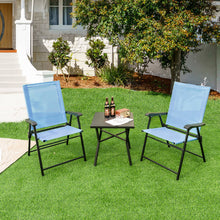 Load image into Gallery viewer, 2 Set of Patio Dining Chair with Armrests and Metal Frame-Blue
