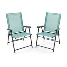 Load image into Gallery viewer, 2 Set of Patio Dining Chair with Armrests and Metal Frame-Light Green
