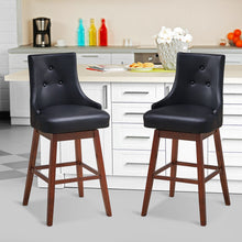 Load image into Gallery viewer, 2 Pieces 29 Inch Pub Height Swivel Upholstered Bar Stools with Wood Legs-29 inches
