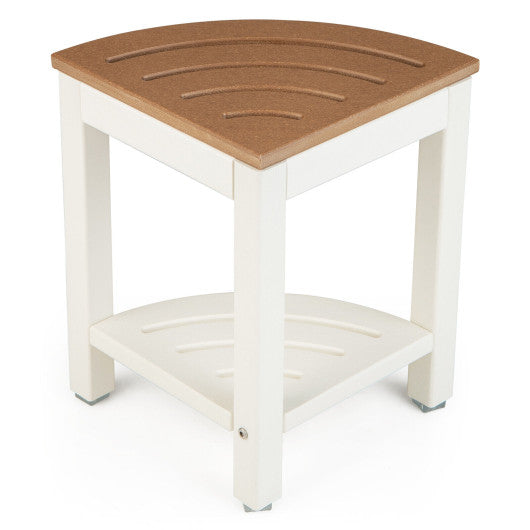 Corner Shower Bench Stool with Storage Shelf for Shaving Legs