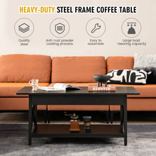 Load image into Gallery viewer, 2-Tier Industrial Rectangular Coffee Table with Storage Shelf-Black
